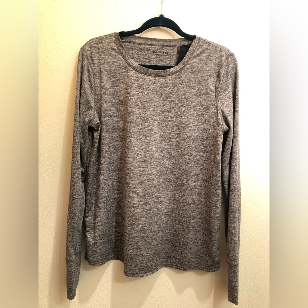 Gray long sleeve split back Athleta top
